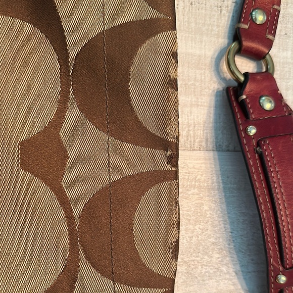 Coach Brown and Red Monogram Shoulder Bag - Picture 5 of 11